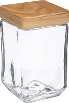 bocal en verre carré + couvercle 1,25l, transparent lot de 2 pièces
