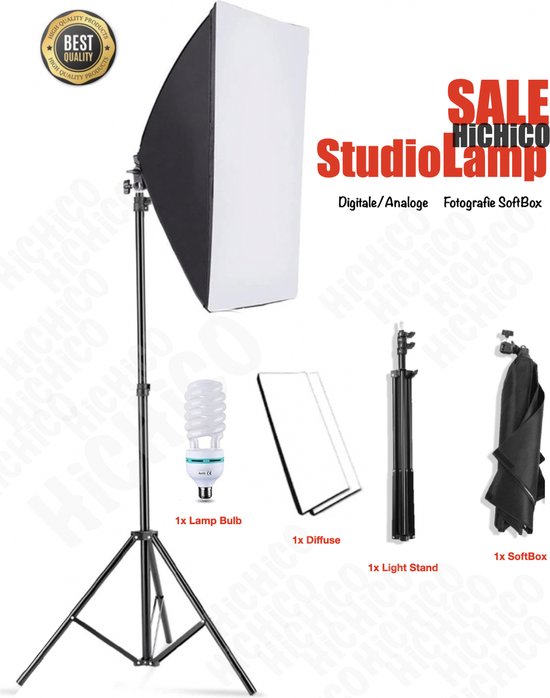 HiCHiCO® Studiolampen - Studio Continu Lamp - Foto Studio Verlichting Kit, Achtergrond Support System Softbox Paraplu tripod Stand - fotolamp fotografie softbox Statief 210Cm