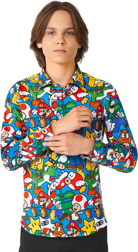 OppoSuits SHIRT LS Super Mario Teen Boys - Teen Shirt - Casual Gaming Nintendo Shirt - Multicolore - Taille EU 134/140