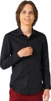 OppoSuits Lange Mouwen Overhemd Black Knight Teen Boys - Tiener Overhemd - Casual Effen Gekleurd - Zwart - Maat EU 146/152