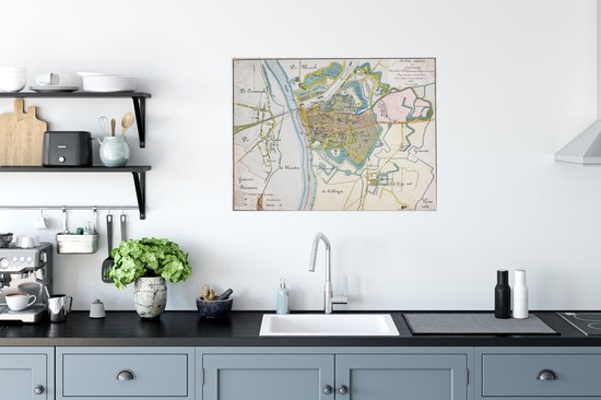 Carte historique de la ville de Zutphen Poster 80x60 cm - Tirage photo sur Poster (décoration murale salon / chambre) / Poster villes européennes