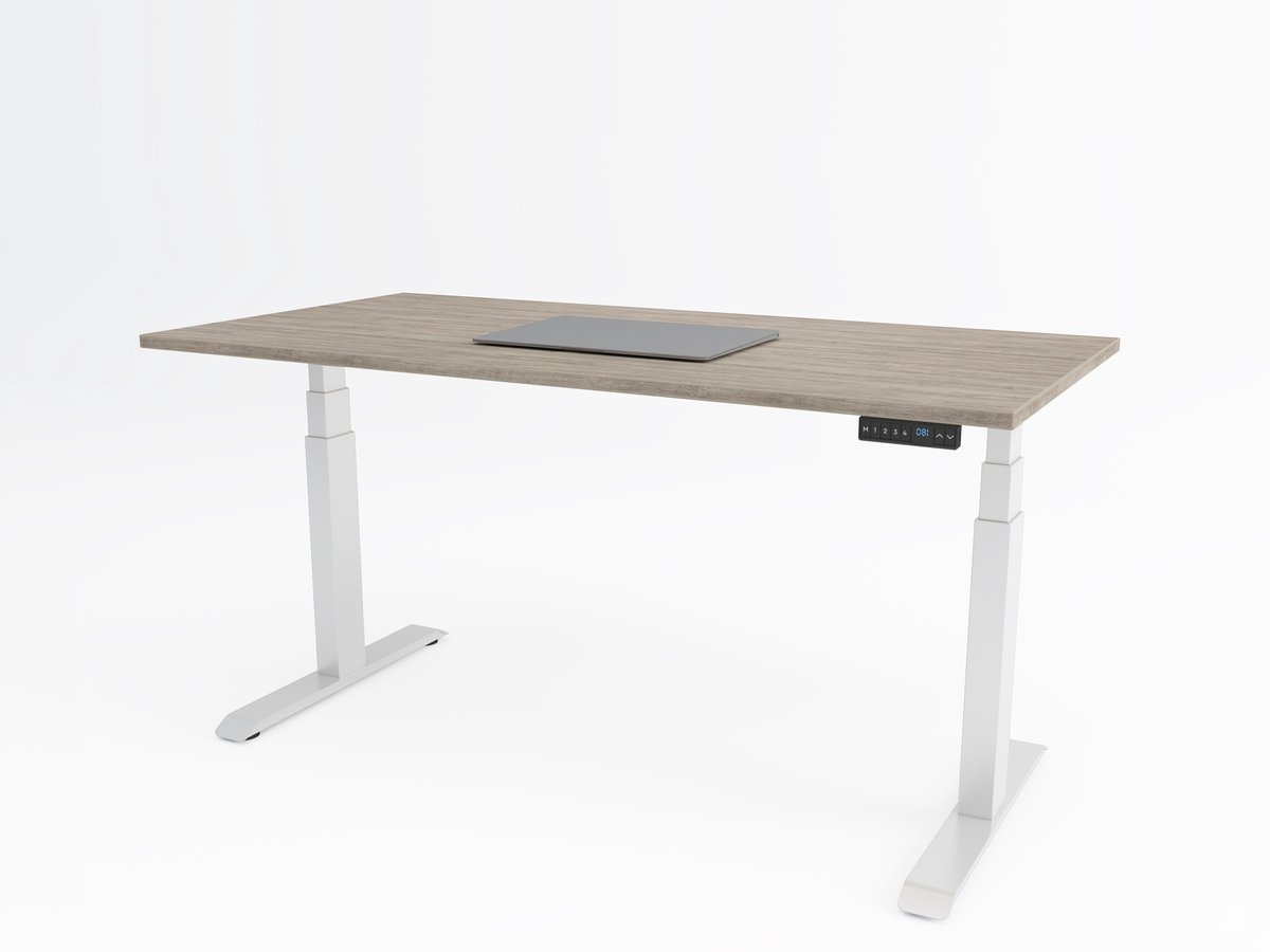 Tri-desk Premium | Elektrisch zit-sta bureau | Wit onderstel | Delano eiken blad | 200 x 80 cm