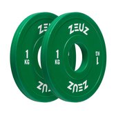 ZEUZ Halterschijf 2 Stuks 1 KG – 2 KG Gewichten Set – voor 50 mm Halter – voor CrossFit & Fitness - Metaal & Rubber - 2KG Schijf