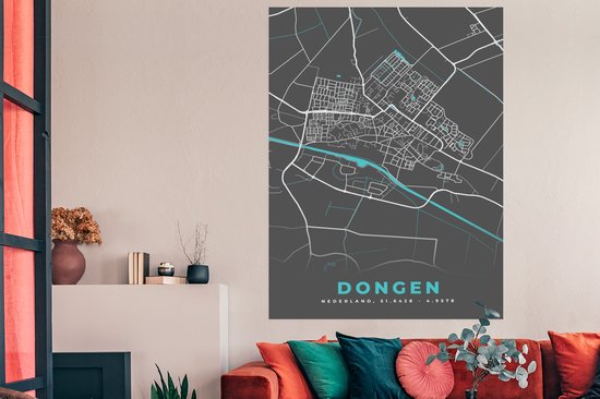 Affiche Carte - Plan de la ville - Carte - Dongen - 120x180 cm XXL
