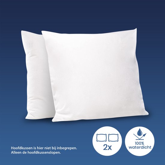 Cillows - Taies d' Taies d'oreiller imperméables avec fermeture éclair - 2x Protège-oreiller 80x80 cm - Wit