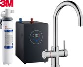 3-in-1 Multi-Tap kokend waterkraan incl. boiler en 3M waterfilter, C-uitloop-Chroom