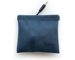 Eardopes Opbergzakje voor oordopjes - Blauw - Etui voor oortjes met kabel - bewaarzakje hoesje oortjes - diervriendelijk: geen suede of ander dierlijk materiaal - 9.5cm x 10cm