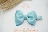 Haarstrikken Satijn Metallic Mini - Oceaan blauw - Haarclip - Glitter - Baby shower - Bows and Flowers