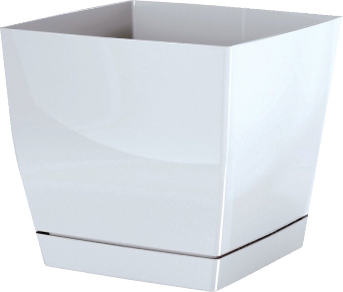 ‎Decoratieve bloempot met pallet Coubi Square P 21x21x19.2cm kunststof/wit‎