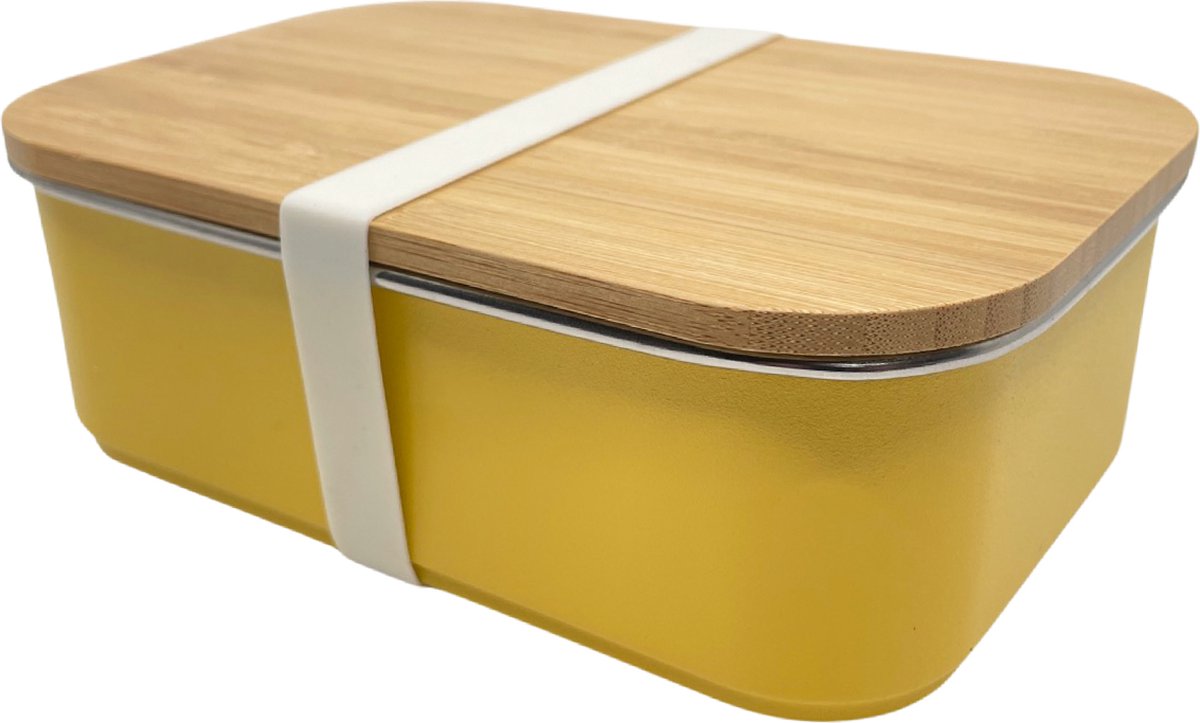 Smikkels - RVS Lunchbox - Broodtrommel school - 900ml - Duurzaam - Geel - Lunchbox voor kinderen, broodtrommel kind - Brooddoos