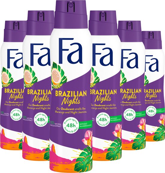 Fa Brazilian Nights - Deodorant Spray - Voordeelverpakking - 6x 150 ml - Fa
