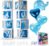 Fissaly® 58 Stuks Babyshower Jongen & Gender Reveal Versiering Dozen – Baby Boy – Mommy to Be Party - Decoratie Ballonnen Pakket - Feestpakket