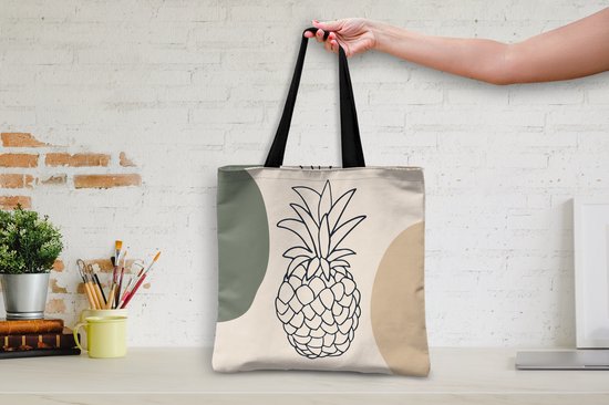 Sac bandoulière - Sac de plage - Shopper Fruit - Pastel - Ananas - 40x40 cm - Sac coton