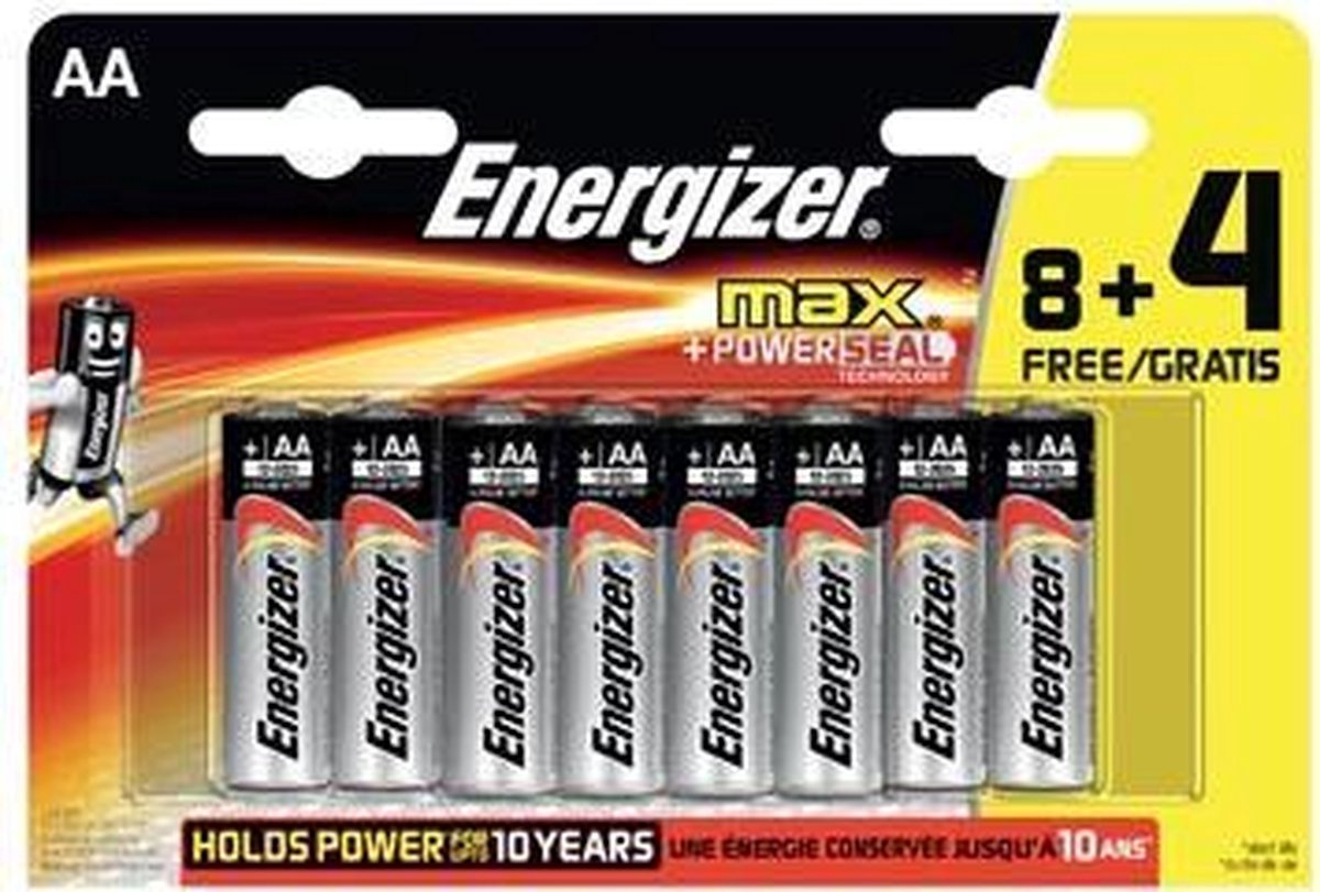 Energizer Max Alkaline Batterij - AA 1.5 V - 2 verp van 8+4 Stuks - Set van 24 batterijen