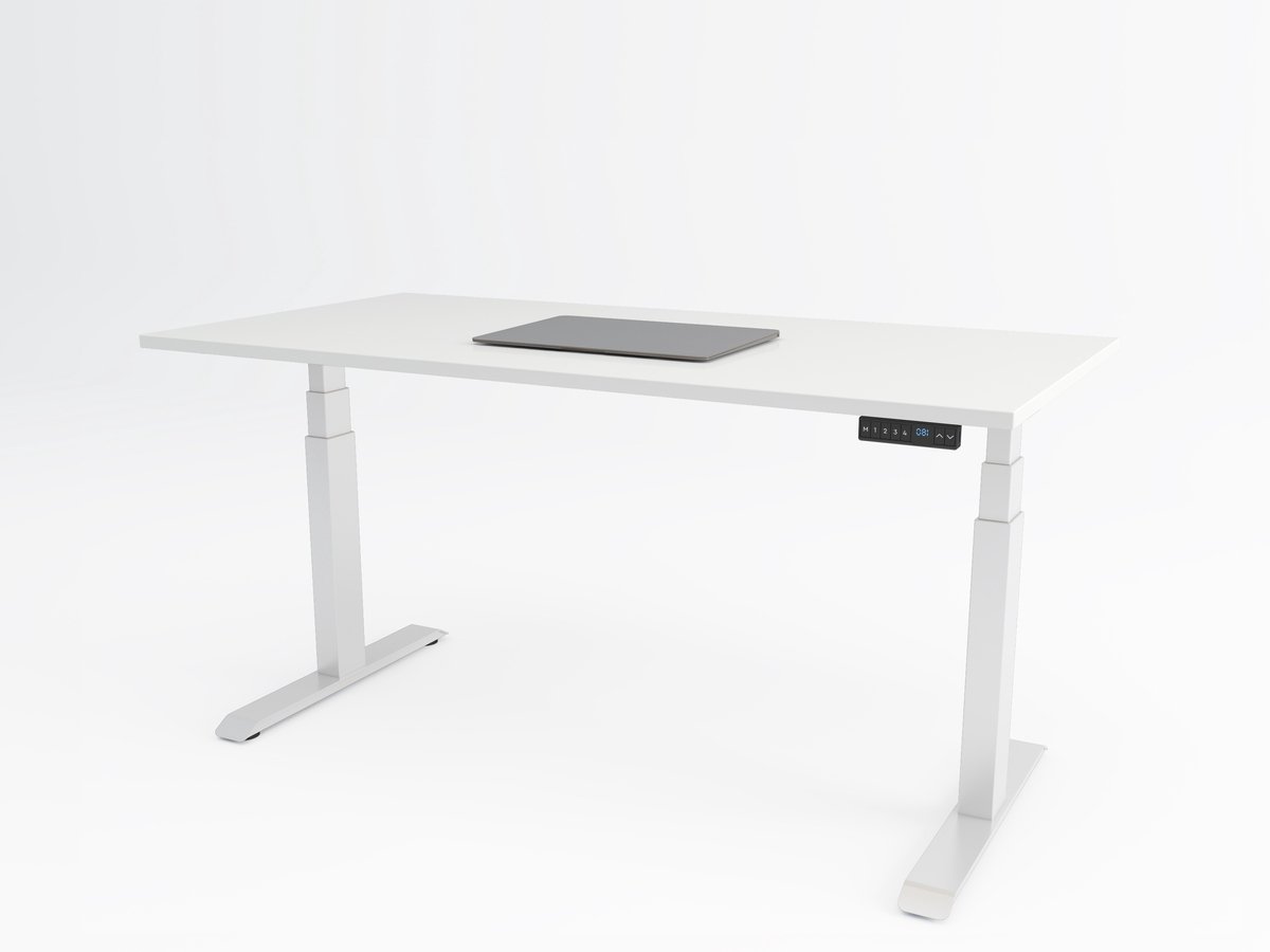 Tri-desk Premium | Elektrisch zit-sta bureau | Wit onderstel | Wit blad | 180 x 80 cm