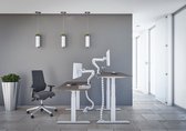 Tri-bureau Premium | Bureau assis-debout électrique | Base noire | Feuille de chêne Logan | 180 x 80 cm