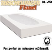 Terschellinger | 100% Katoenenflanel Hoeslaken tot 26cm | Heerlijk warm en zacht  | Wit 180x200/210cm