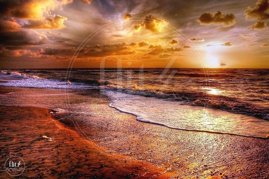 100% Nederlandse Productie! │ Flitzz Diamond Painting │ Avondrood aan Zee│ Formaat 60 x 40 cm │ Diamond Painting Pakket Volwassen │ Volledige bedekking │ Vierkant │ Full │ 71 kleuren