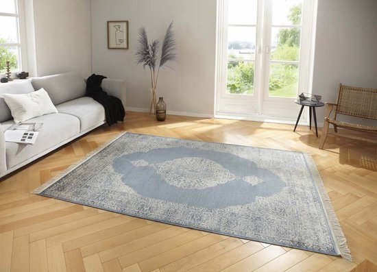 Oosters tapijt Hamun - beige/lichtblauw 160x230 cm