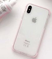 Apple iPhone X / XS TPU + PC hoesje Transparant Case met Roze Randen Stevige Siliconen back cover