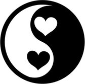 Wellness-House | Auto Sticker Yin Yang Hearts | Autosticker | Yin Yang Sticker | 12,5 x 12,5 CM | Scootersticker | Balans | Liefde | Weersbestendig | Zen