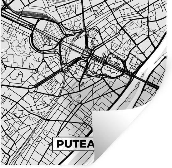 Stickers Stickers muraux - Puteaux - France - Carte - Carte - Plan de ville - 120x120 cm - Feuille adhésive XXL