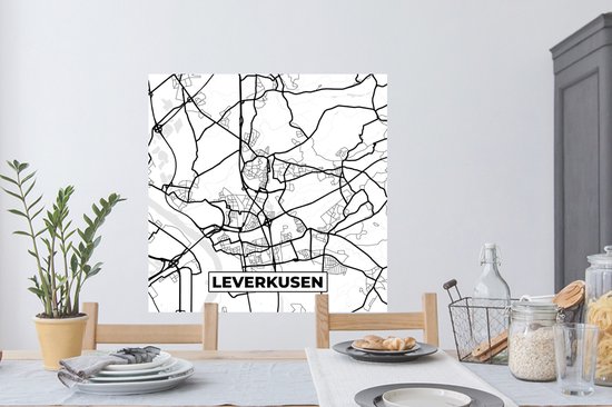 Stickers muraux - Film autocollant - Leverkusen - Plan de la ville - Carte - Carte - 100x100 cm - Film adhésif - Stickers muraux Chambre d'enfant - Papier peint autocollant XXL - Papier peint autocollant - Film autocollant