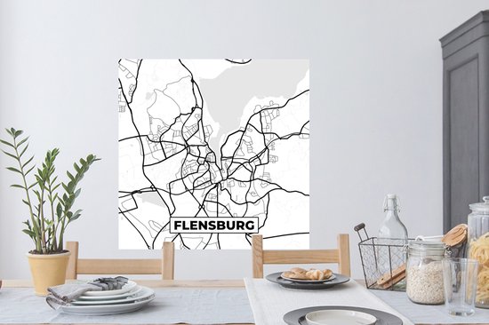 Stickers muraux - Flensbourg - Carte - Carte - Plan de la ville - 100x100 cm - Feuille adhésive XXL