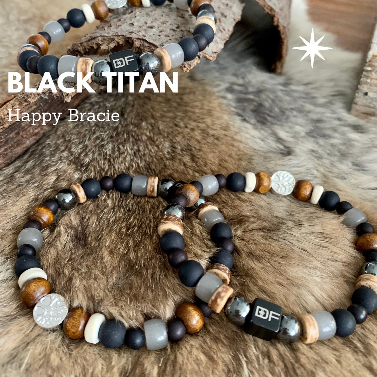 Happy Bracie Black titan armband| Man | Vader | Stoer | Cadeau | voor hem | Hematiet | luxe sieraad |Vaderdag