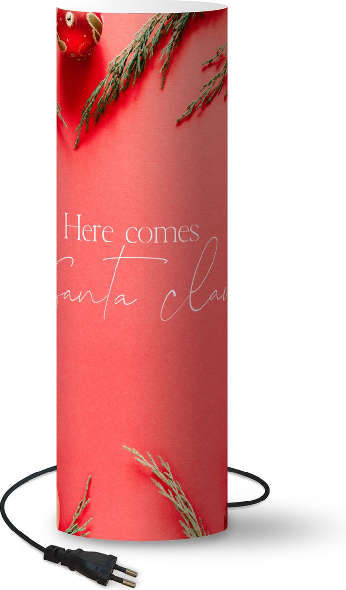 Lamp - Nachtlampje - Tafellamp slaapkamer - Kerst - Rood - Quote - 70 cm hoog - Ø22.3 cm - Inclusief LED lamp