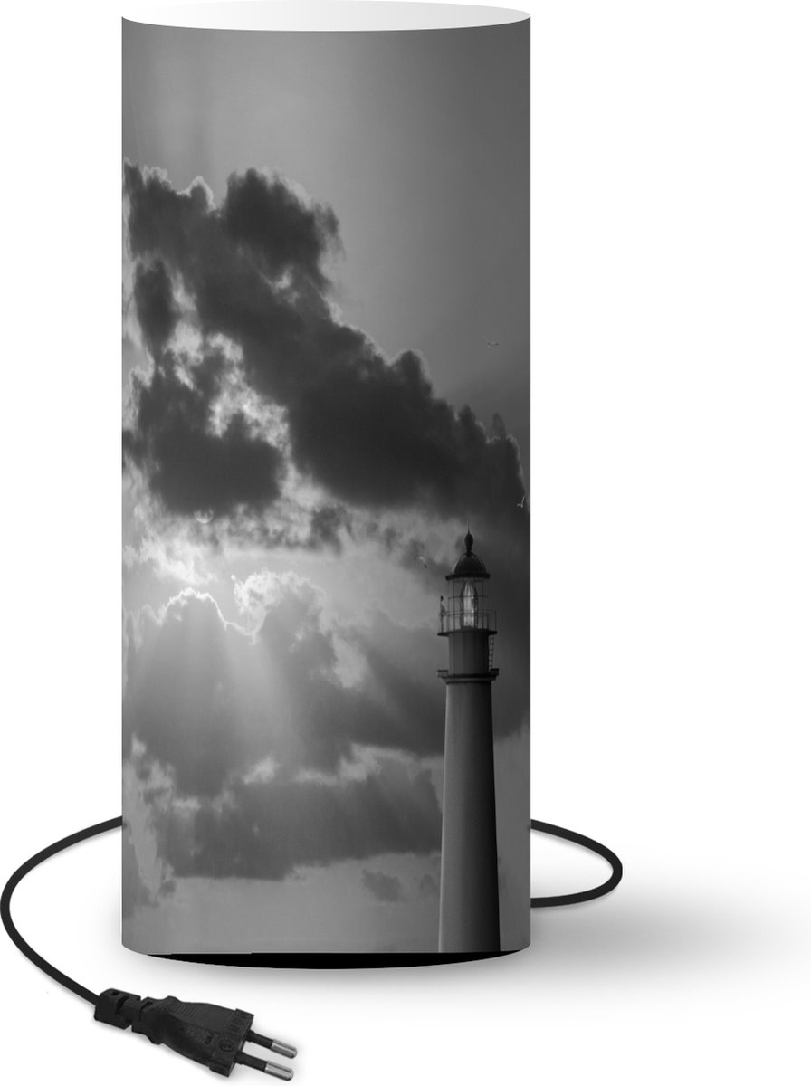 Lamp - Nachtlampje - Tafellamp slaapkamer - Vuurtoren - Wolken - Zon - 54 cm hoog - Ø22.9 cm - Inclusief LED lamp
