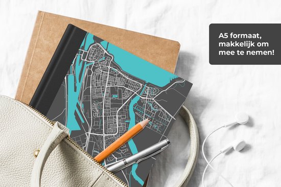 Carnet - Carnet - Plan de la ville - Terneuzen - Grijs - Blauw - Carnet - Format A5 - Bloc-notes - Carte