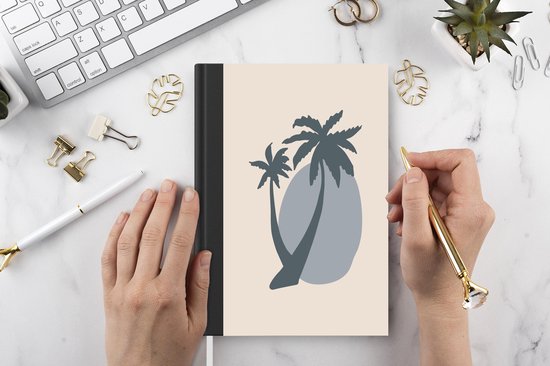 Carnet - Carnet d'écriture - Palmier - Pastel - Blauw - Soleil - Carnet - Format A5 - Bloc-notes