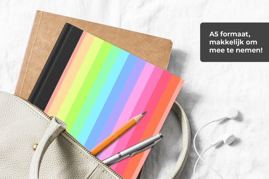 Carnet - Carnet d'écriture - Arc-en-ciel - Motifs - Pastel - Carnet - Format A5 - Bloc-notes