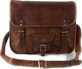 Laptoptas 15,4 inch “Toledo” - Messengertas – Cognac Bruin Echt Leer Businesstas - Handgemaakt - A4 formaat