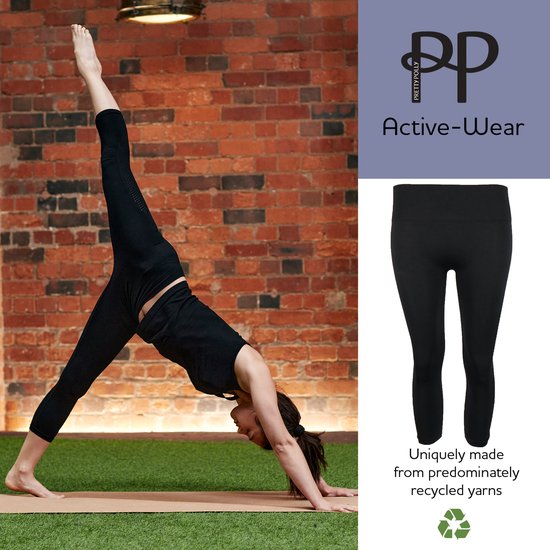 Pretty Polly Capri Legging - Active Wear - 3/4 legging - Zacht - Naadloos - Ademend - Comfort - Bewegingsvrijheid - Gerecycled Garen - Yoga - Pilates - S/M - Zwart van Pretty Polly — afbeelding 4
