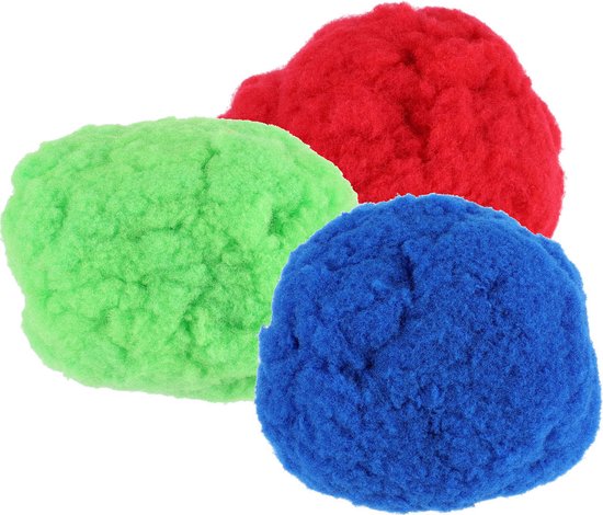 Drie XL splashballen: rood, groen en blauw.