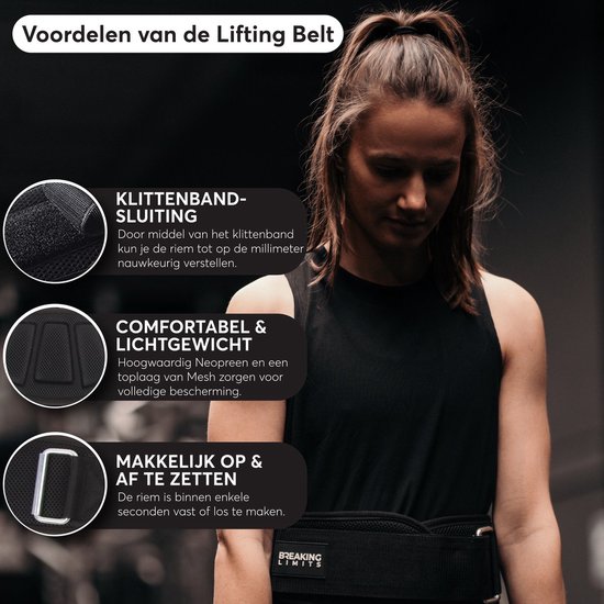 Breaking Limits Lifting Belt – Powerliftriem/Gewichthefriem – Fitness Riem – Weightlifting & Deadlift Belt – Maat (XS) - Zwart - Breaking Limits