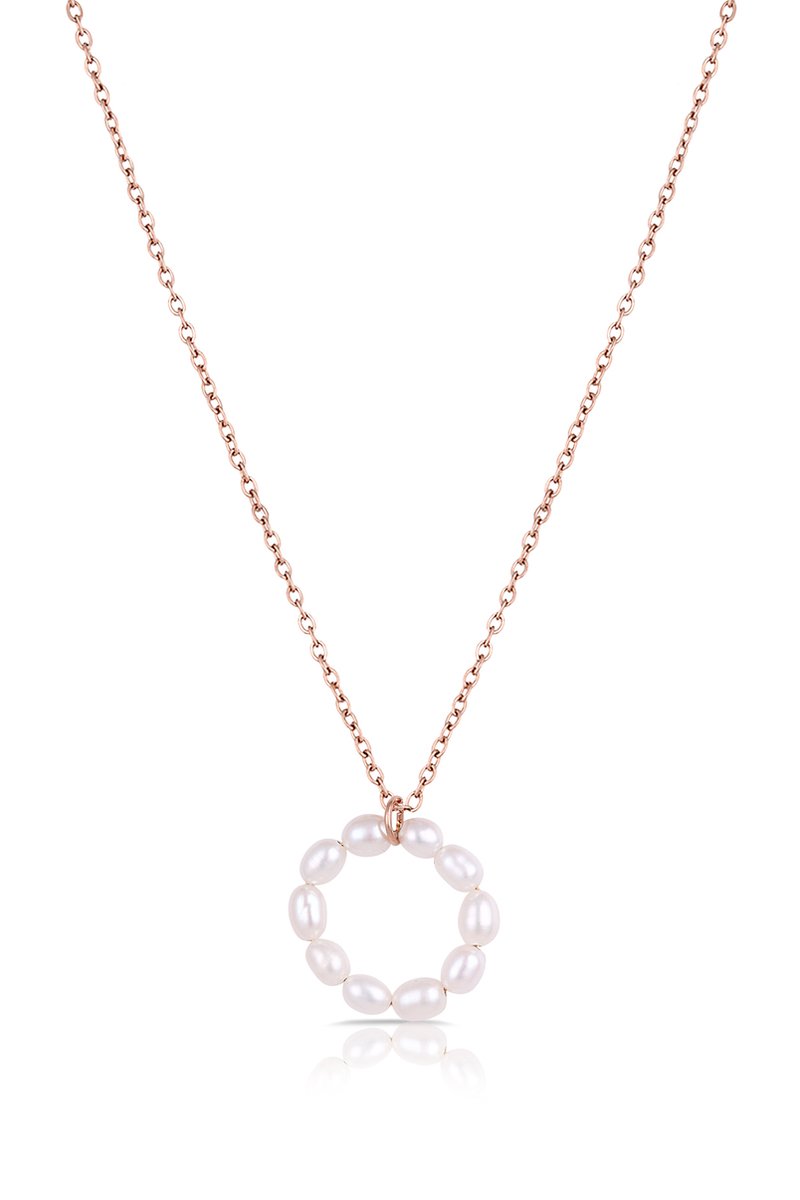 Daniel Klein DKJ.3.4022-3 - Ketting - Dames - Vrouwen - Hanger - Parel - Rosékleurig - Wit