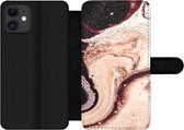Bookcase Geschikt voor iPhone 11 telefoonhoesje - Marmer print - Mineralen - Natuursteen - Met vakjes - Wallet case met magneetsluiting