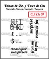 Crealies Tekst & Zo tekst stempel Engels Gift card