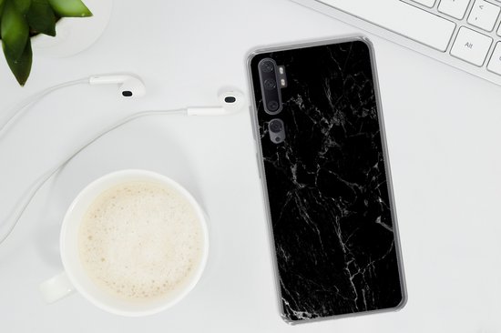 Coque Xiaomi Mi Note 10 Pro - Marbre - Zwart - Natuursteen - Coque de téléphone en Siliconen