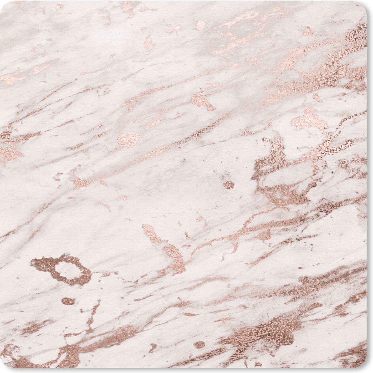 Muismat 20x20 cm - Mousepad Marmer - Wit - Roze - Muismatten