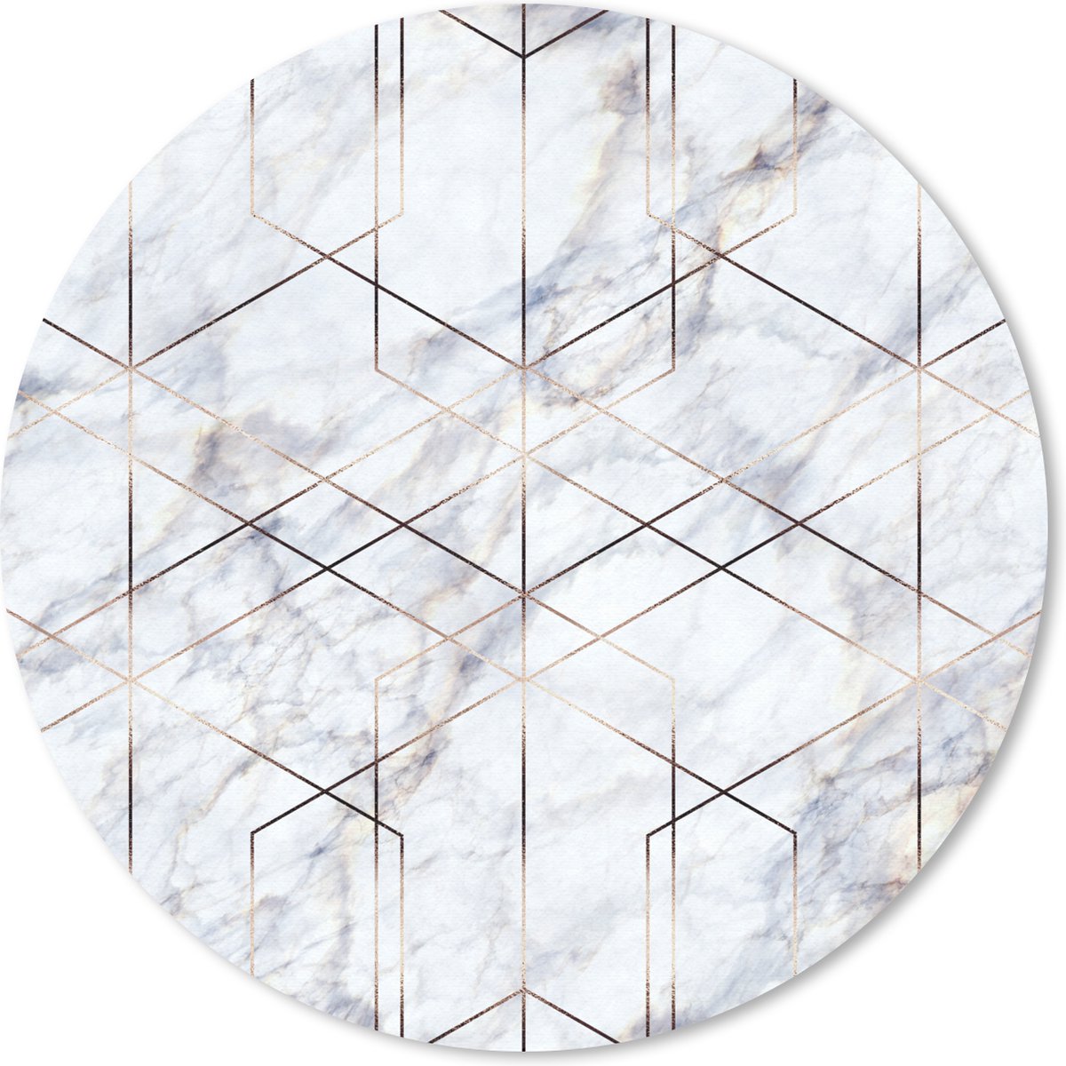 Muismat rond 40x40 cm - Mousepad Marmer - Goud - Wit - Ronde muismatten