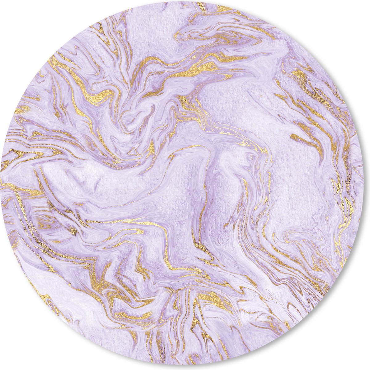 Muismat rond 20x20 cm - Mousepad Marmer - Lila - Goud - Ronde muismatten