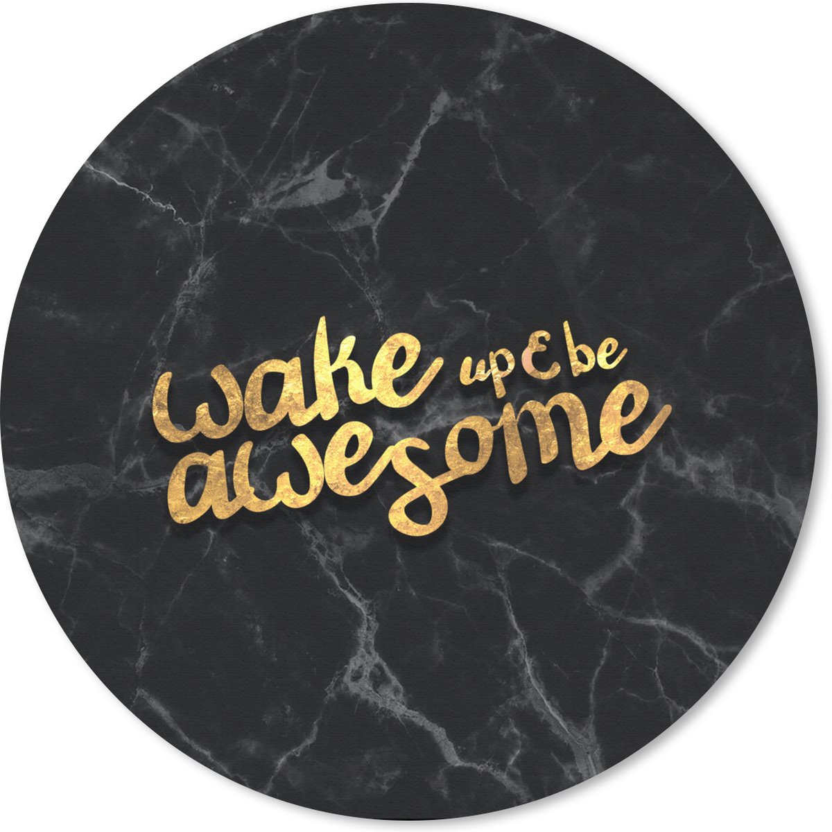 Muismat rond 40x40 cm - Mousepad Quote - Cool - Goud - Marmer print - Ronde muismatten