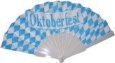 Accessoire de déguisement de fan bavarois Oktoberfest - Articles de fête pour le festival de la bière - Éventails bleu / blanc