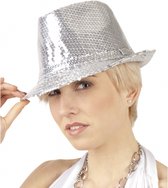 Zilveren carnaval verkleed hoedje met pailletten - bling bling glitter hoeden
