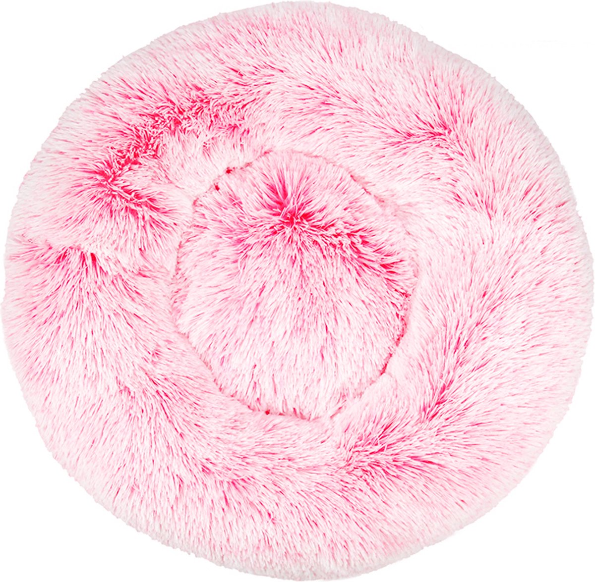 KUSSIES® Kussen 50 Cm Met Wasbare Hoes - Neon Roze Wit Gradient - Hondenkussen Kattenkussen - Donut Ronde Kattenmand Kat Hond Dierenkussen Witte
