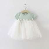 Baby feestjurk Groen – Wit - zomer jurk - Princes jurk – maat 74 (6-9 maanden)